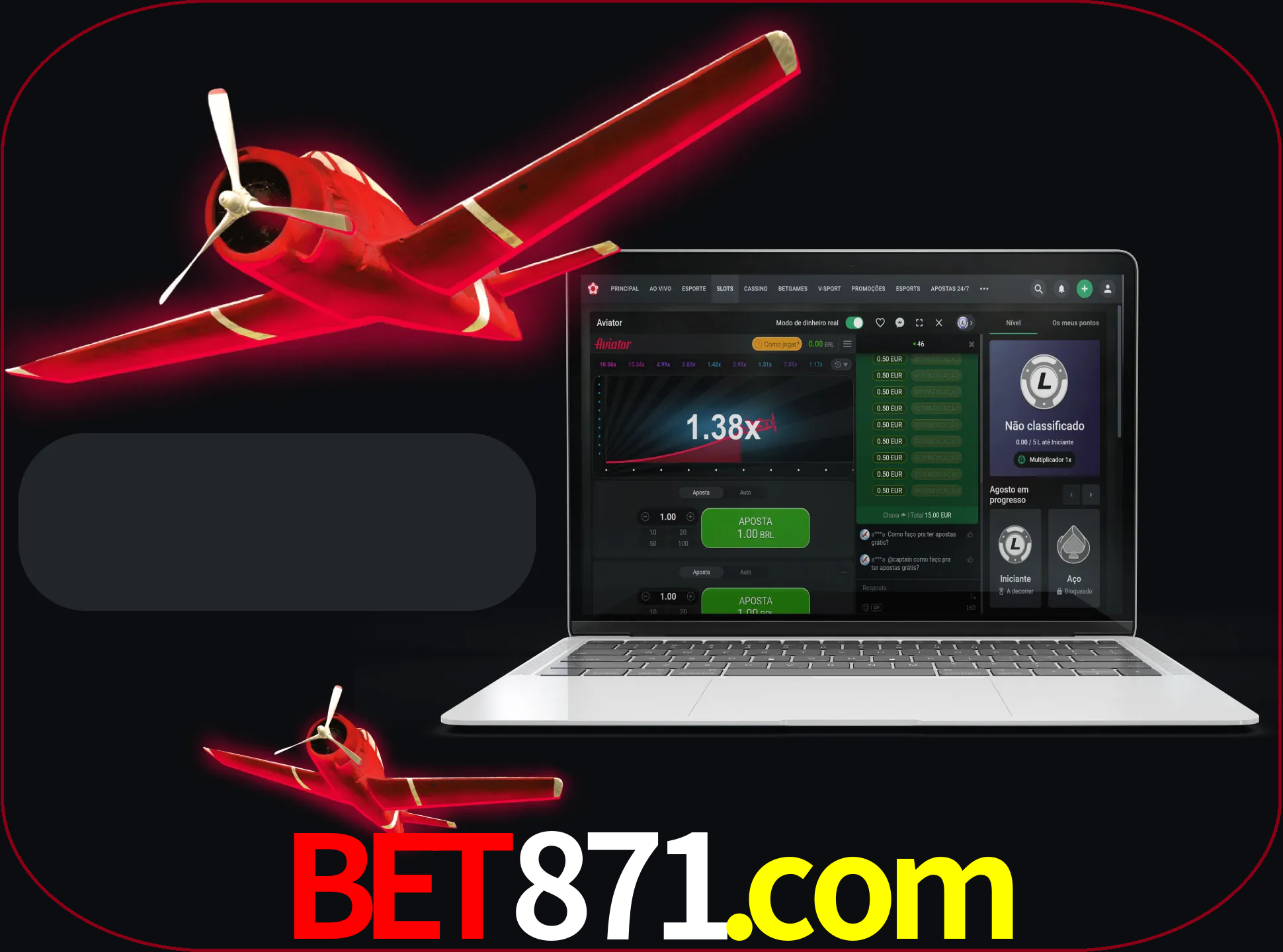 Vá para a seção de caça-níqueis e inicie o jogo Aviator.