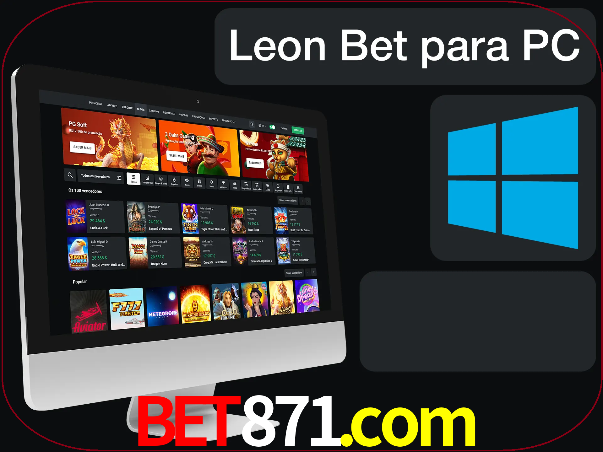 Aposte e jogue em nosso cassino usando o PC.