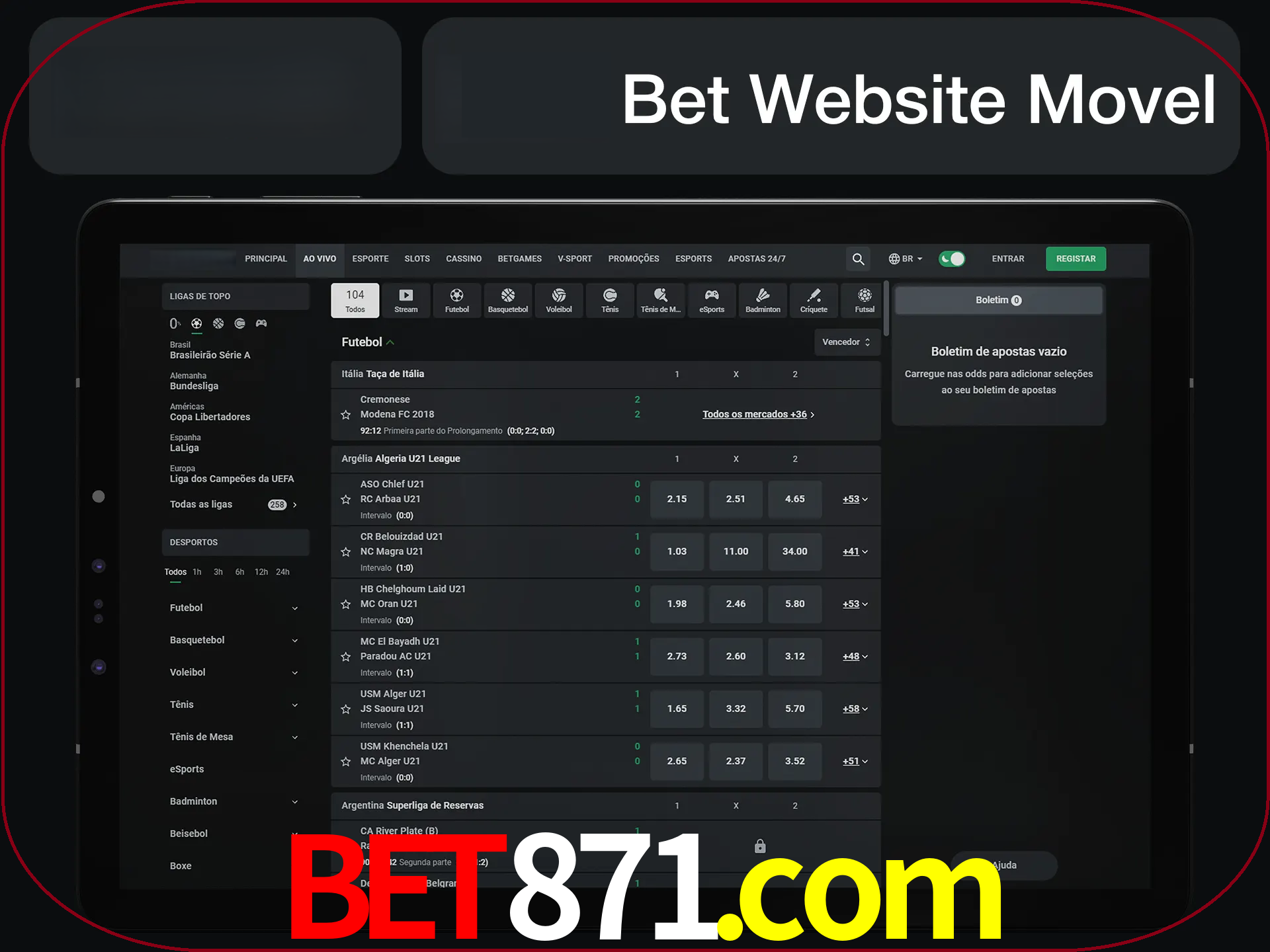 Use nosso website em qualquer dispositivo.